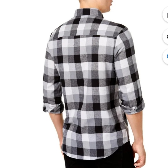 Club Room Men’s Buffalo Buttom Down Flannel Shirt Color Gray Size M Plaid - Picture 12 of 12